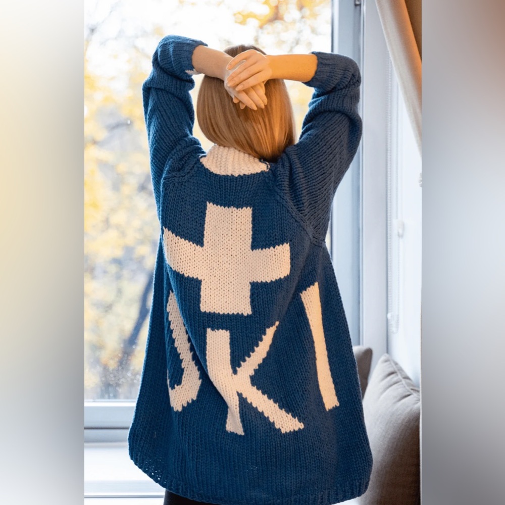 COTES OF LONDON VAIL BLUE & WHITE THE BUXTON | HAND MADE WOOL CARDIGAN - Picture 4 of 14
